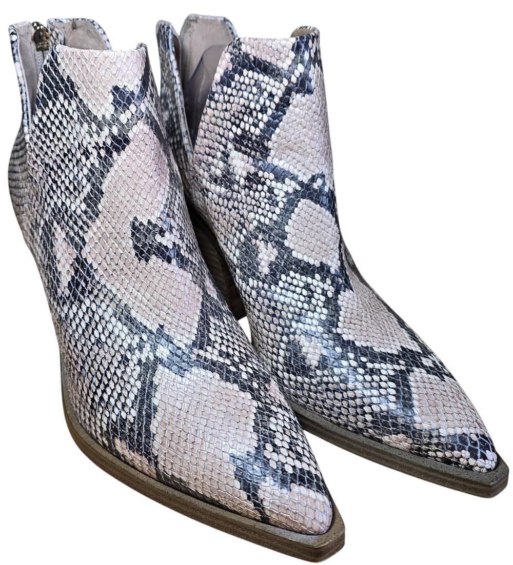 Vince Camuto Booties, Snakeskin, Zipper Close, 3 1/2 inch heel, Size 10 M LN